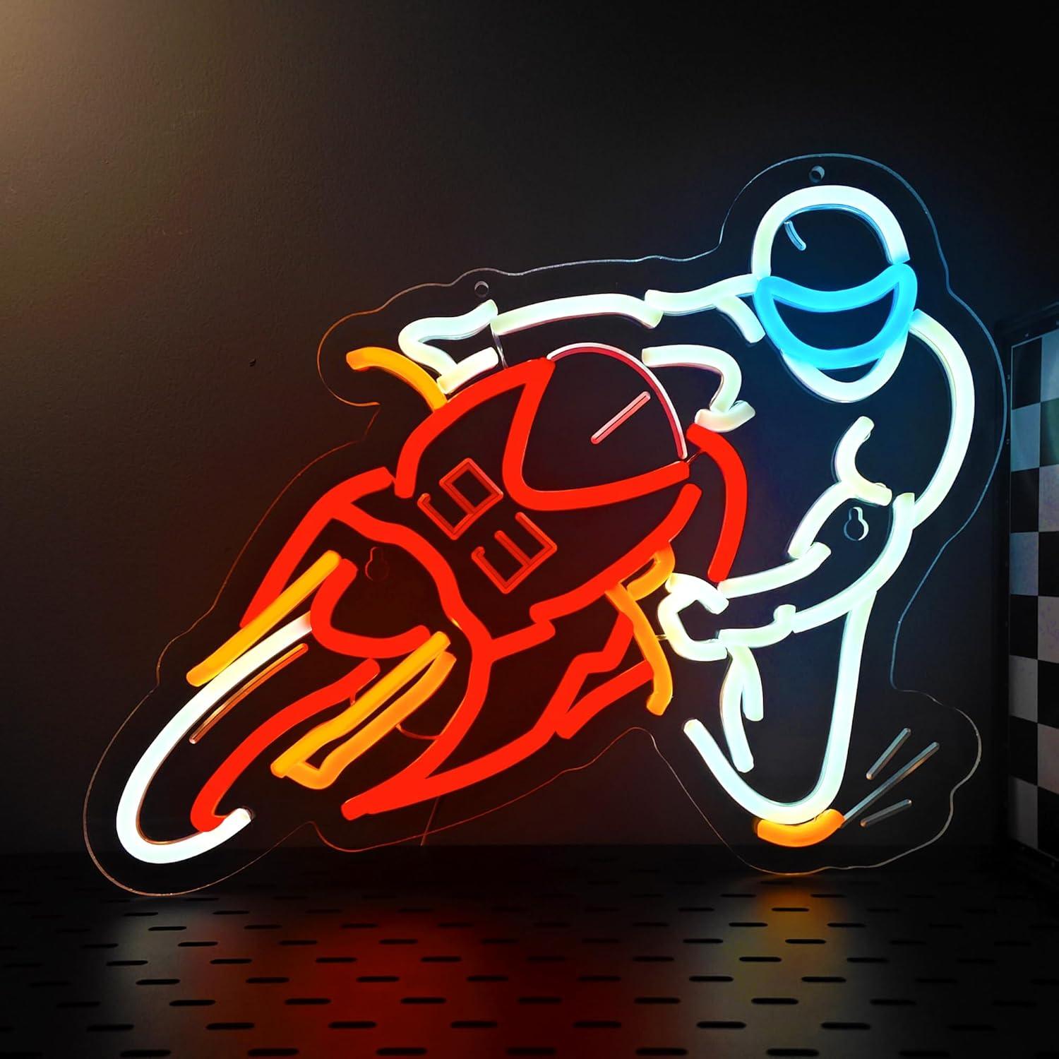 Auto Repair Shop Signs - Motorcycle Racing Cornering Neon Sign USB