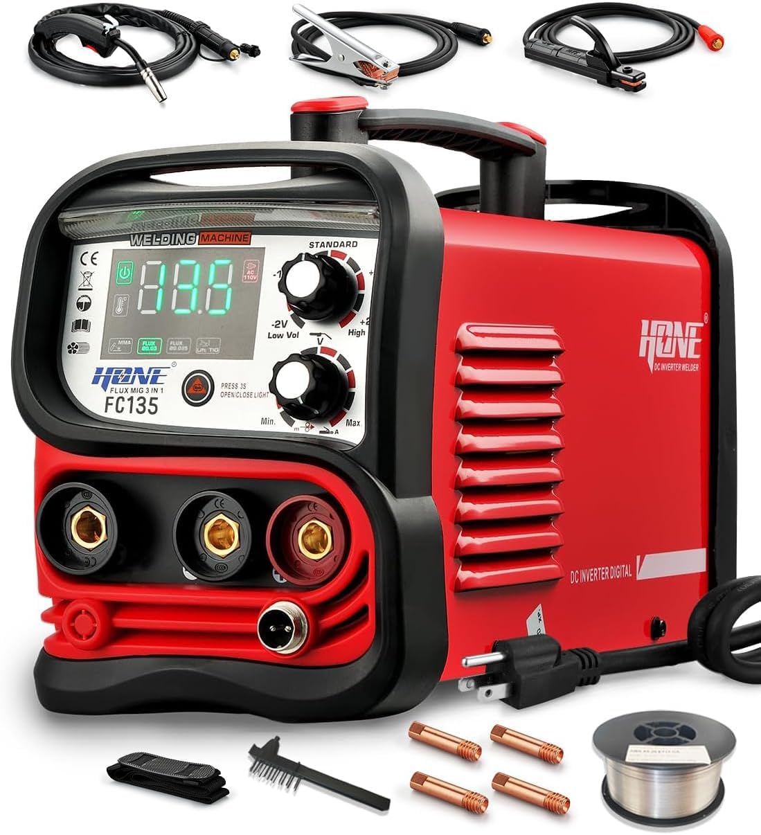 Tig Welder Machine - 135Amp FC135 Flux-Cored MIG/ Stick/Lift-Tig Welder