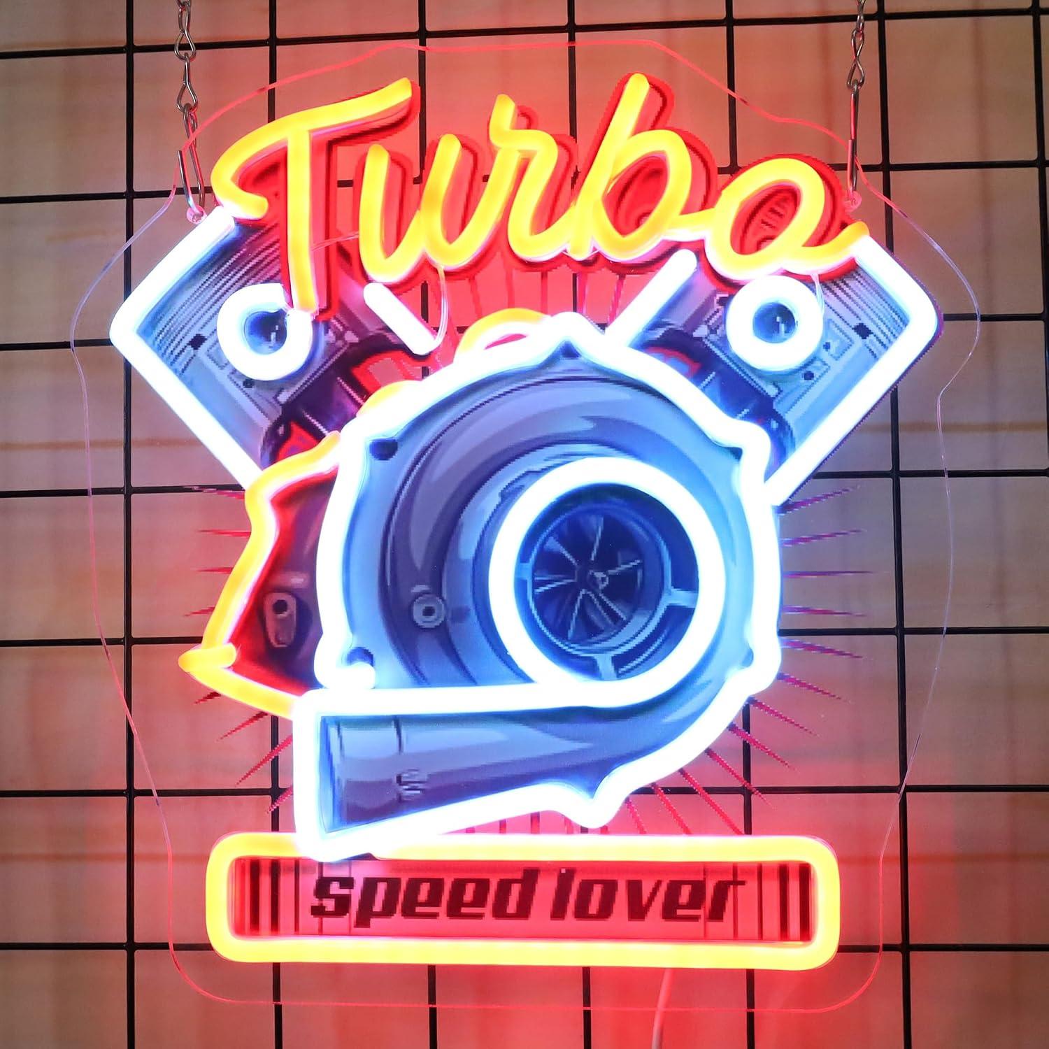 Auto Repair Shop Signs - Turbo Engine Neon Sign Dimmable LED
