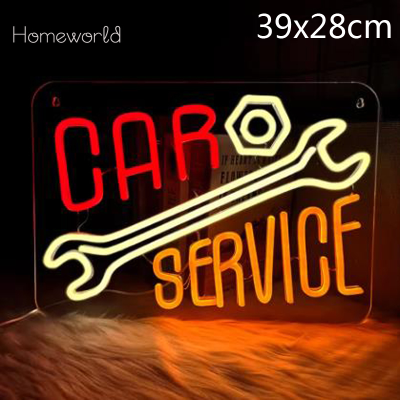 Car Service Neon Sign  Warm Wh - Auto Repair Shop Signs recension och pris