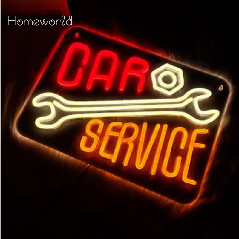 Car Service Neon Sign  Warm Wh - Auto Repair Shop Signs recension och pris