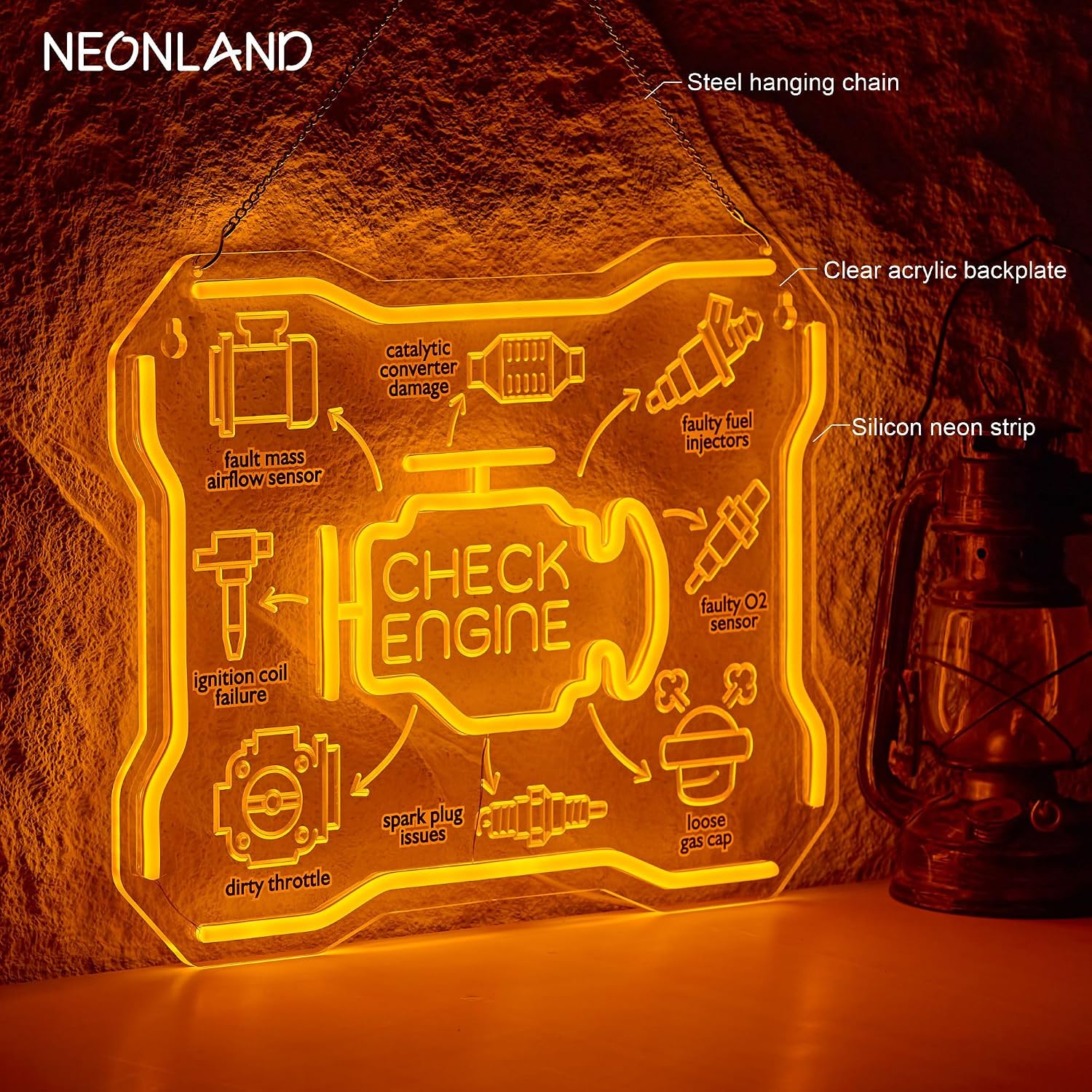 Check Engine Neon Sign USB LED - Auto Repair Shop Signs recension och pris