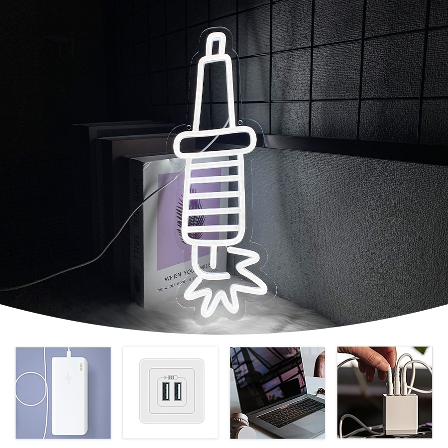 Spark Plug Neon Sign, White Le - Auto Repair Shop Signs recension och pris