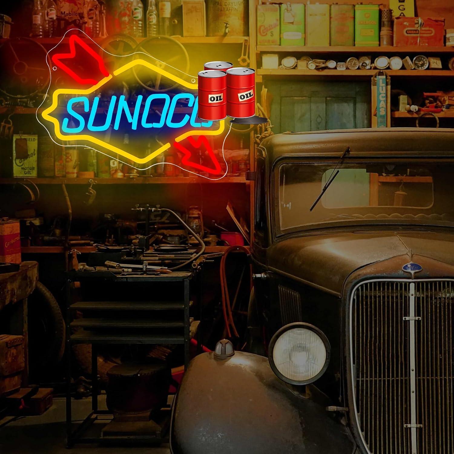 Gas Station Neon Sign Oil USB  - Auto Repair Shop Signs recension och pris
