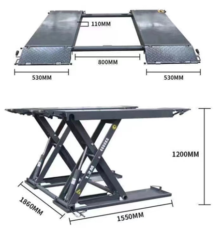 1.2m/1.4m/1.6m Movable Scissor - Hydraulic Car Lift recension och pris